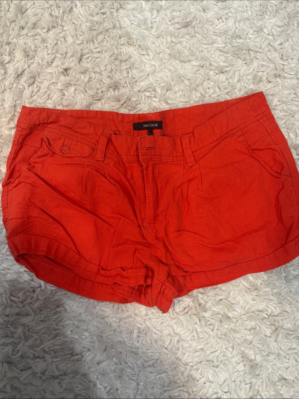 New Look Women's Bright Red High Waist Cotton Shorts